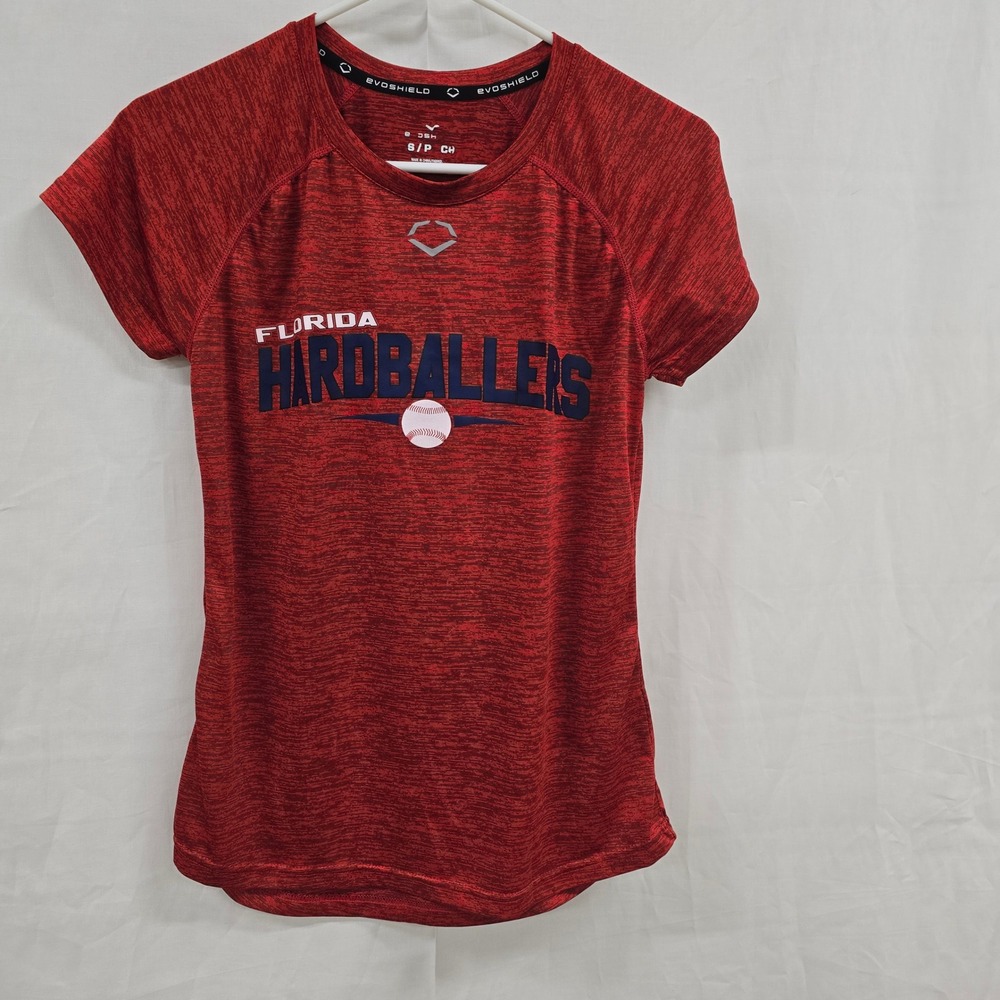 Evoshield Florida Hardballers Kids Small Red Heather Performance Baseball Shirt‎